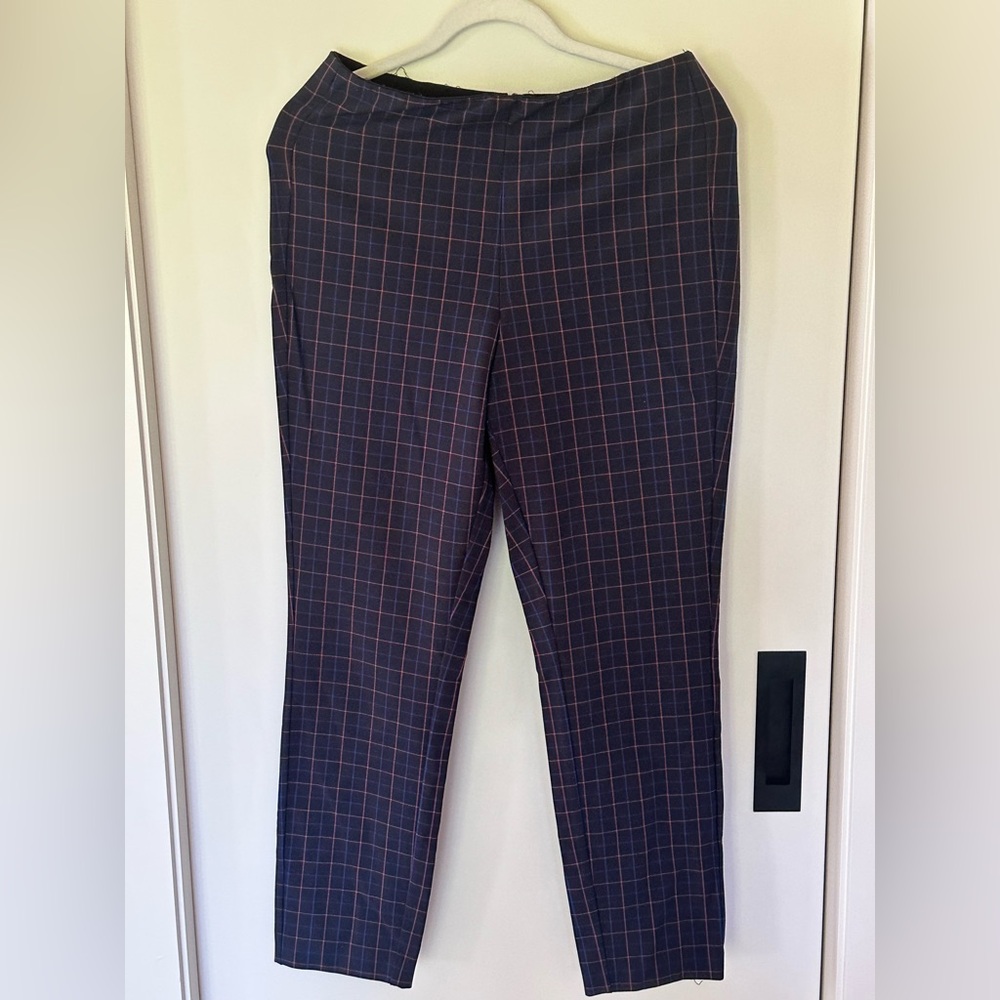 Rag & Bone Checkered Pants in Dark Blue and Burgundy - Picture 1 of 4